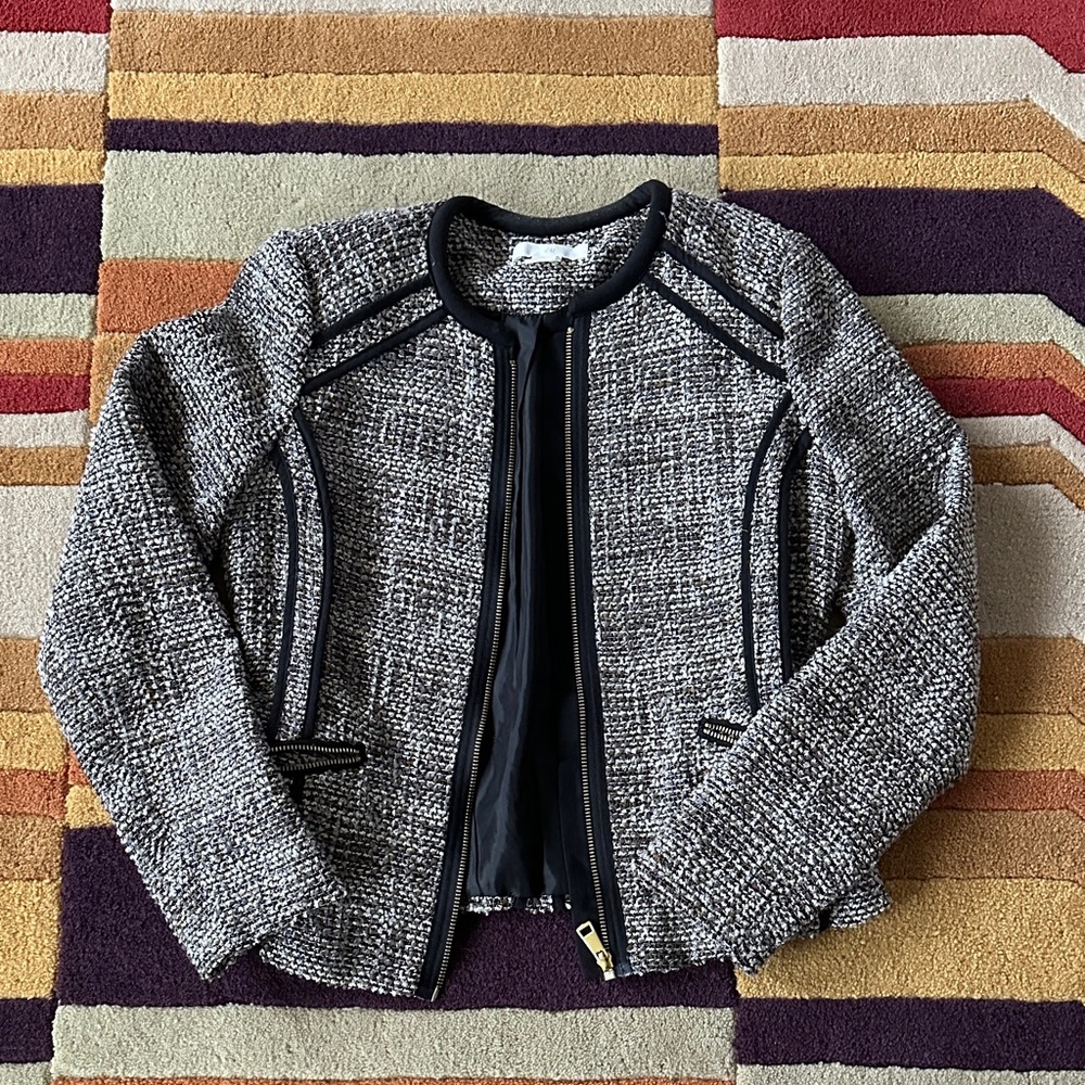 H&M Women's Black and Gray Tweed Jacket